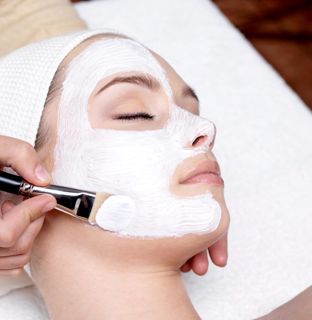Dermatology facial treatment being applied